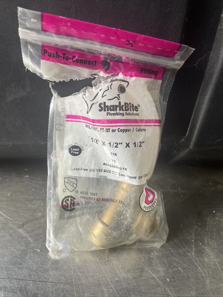 8 U362LFA SharkBite 1/2" Push to Connect Brass Tee