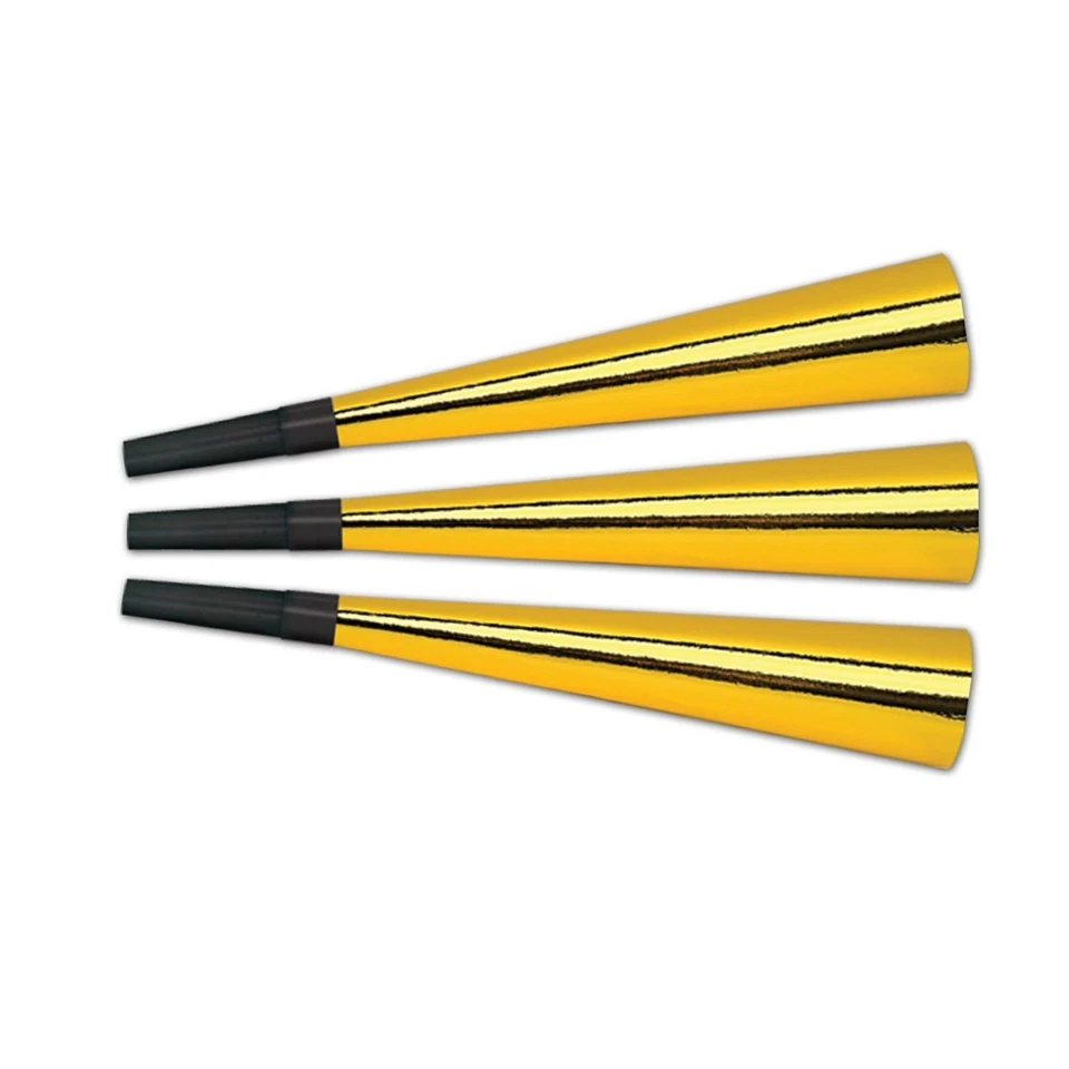 Cuernos de lámina dorada Beistle - Año Nuevo | Suministro para fiestas | Decoración Foto 1 de 1