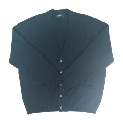 Suéter De Colección St Croix Shop Para Hombres L Negro Jet 100% Lana Cárdigan Abotonado Cuello en V  Foto 1 de 4
