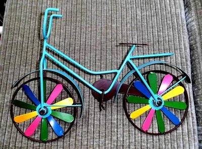 Gartenstecker aus Metall Gartenstab: Fahrrad mit Windrad / ca. 85cm / Gartendeko - Bild 1 von 4