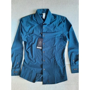 State & Liberty Herren Medium marineblau sportlich Stretch feuchtigkeitsableitend Knöpfe Hemd - Bild 1 von 9