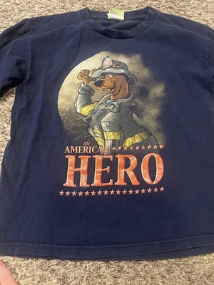 Scooby Doo Youth Firefighter Hero Shirt Size Large Long Sleeve Navy Blue  - Image 1 of 4