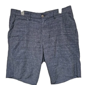 Johnnie-O Shorts Men 33 Wake Blue 9" Inseam Linen Cotton Blend Soft EUC - Picture 1 of 8