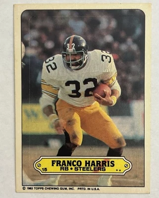 1983 Topps - Stickers Franco Harris #15 Pittsburgh Steelers HOF E6 - Image 1 of 2