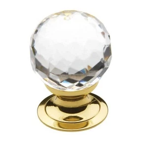 New Polished Brass 1.19" Diameter 4318.030 Swarovski Crystal Round Cabinet Knob - Picture 1 of 1
