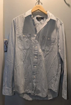 Camisa Polo Ralph Lauren Indigo Cambray Para Hombre Talla Pequeña Azul Naval Preppy Foto 1 de 4