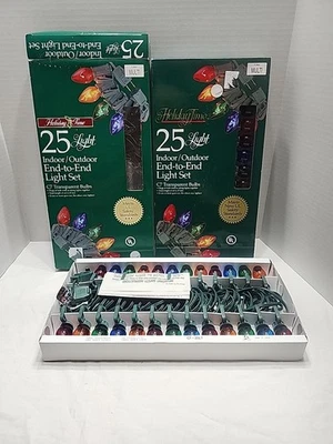 2 luces de Navidad vintage multicolores interior/exterior C7 cadena luces 25 pies cada una Foto 1 de 4