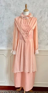 Handmade Peach Ruffle High Neck Boho Prairie Cottagecore Maxi Costume Dress 8/10 - Picture 1 of 8