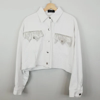 WHITE FOX женщин S/M или 8 - 10 как вы играли меня большого размера укороченный джинсовая куртка - Изображение 1 из 4