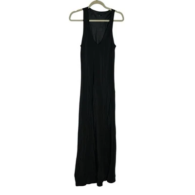 Nuevo con etiquetas Maxi Vestido Tibi Negro 100% Seda Cuello en V Sin Mangas Talla 12 Foto 1 de 4