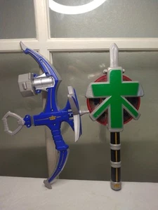 BANDAI Power Rangers Shinkenger Wooden Spear & Bow Set JP - Picture 1 of 9