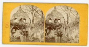Tarjeta estereoscopio Stereoview fuentes abadía Yorkshire ruinas del Eleemosinario - Imagen 1 de 2