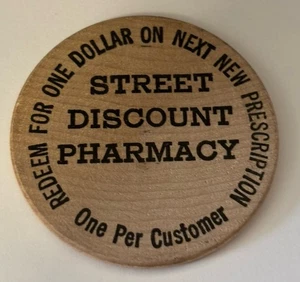 Street Discount Apotheke One Dollar Off 2" Wide Werbung Holzdollar - Bild 1 von 3