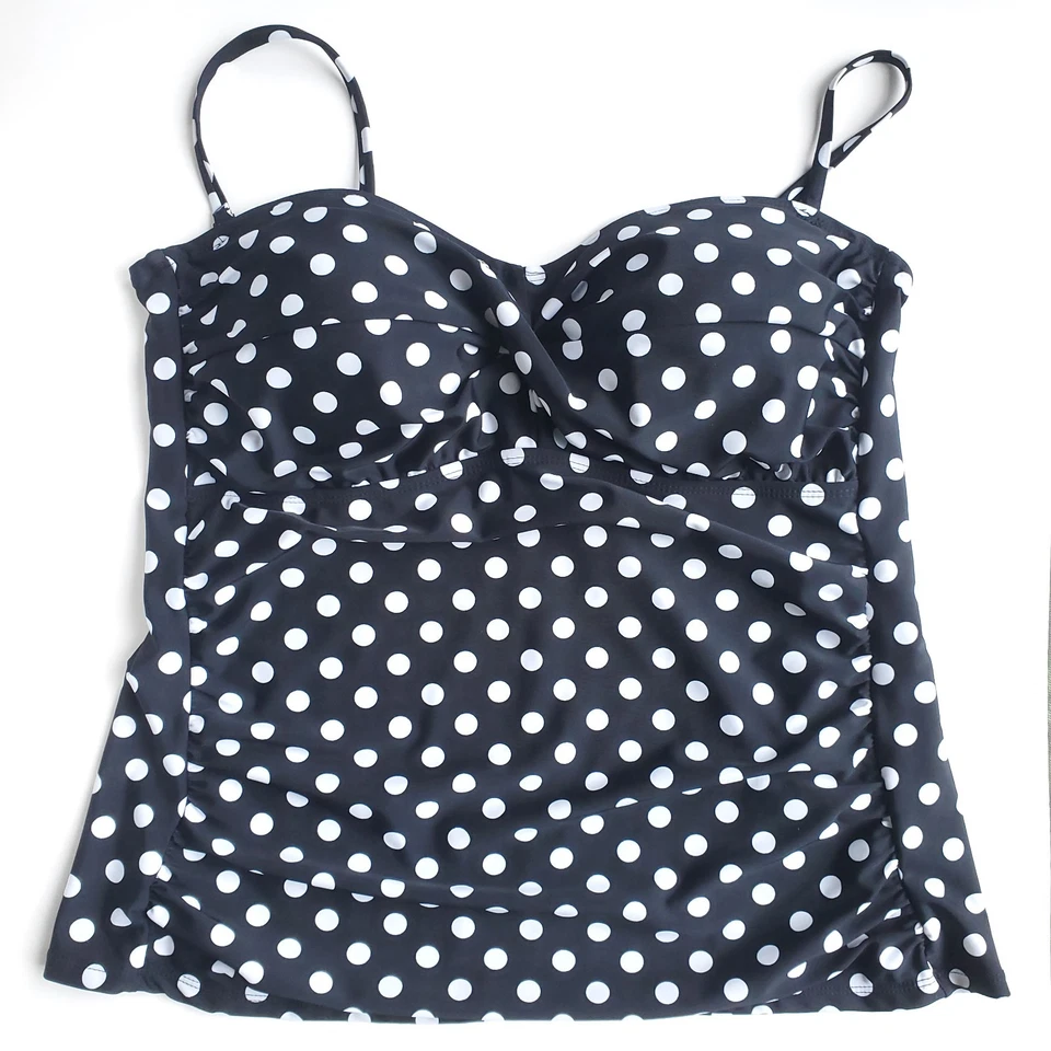 Top de baño Collections by Catalina Tankini talla L 12-14 bandeau negro lunares Foto 1 de 4