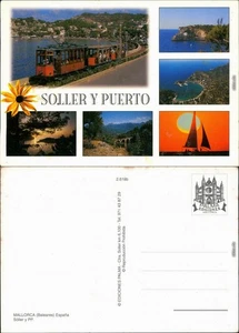 Port de Sóller Straßenbahn Meer Luftbild Abendstimmung Segelboot Brücken 1986 - Bild 1 von 3