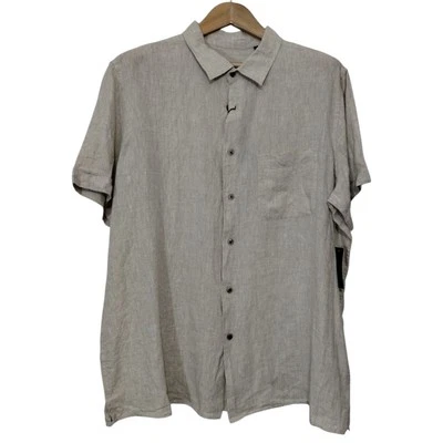 Camisa Tasso Elba Para Hombres Talla XXL Manga Corta 100% Lino Abotonada Costera Informal Foto 1 de 4