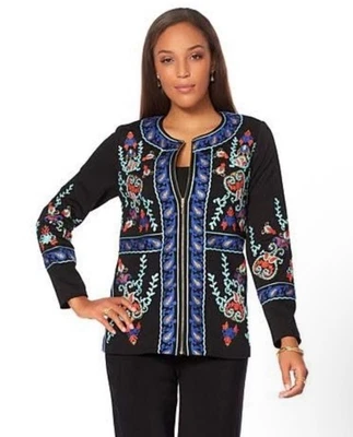 Antthony Womens Embroidered Patchwork Jacket Size L Floral Long Art To Wear - Image 1 of 4