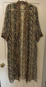 NUEVO Cárdigan Plumero Lisa Rinna Leopardo Estampado Reptil Transparente Frente Abierto L - Imagen 1 de 8