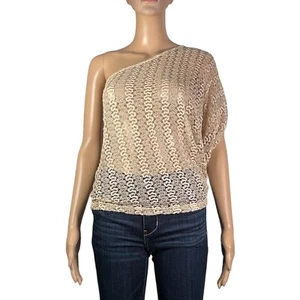 Studio F. Y2K Style Gold Crochet One Shoulder Top Size Medium - "Tracy - Picture 1 of 16