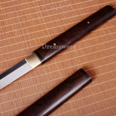 Damascus Folded Steel Ebony Wood Shikomizue Japanese Straight Shirasaya Sword - Image 1 of 4