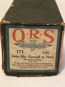 QRS Word Roll 171 Aloha Ohe (Farewell To Thee) Hawaiian Song Key of B Queen Lili - Picture 1 of 6