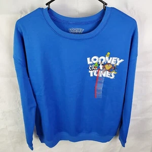 Looney Tunes Sweatshirt Women's XS Blue Graphic That's All Folks Pullover New - Picture 1 of 7