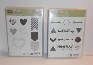 STAMPIN' UP! GEOMETRICAL and HEARTS a FLUTTER Never used - Picture 1 of 2