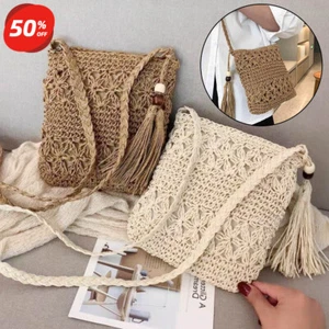 Women Boho Woven Handbag Beach Summer Tote Straw Bag Crossbody Shoulder Bag~ - Picture 1 of 36