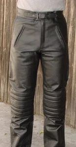 V-Pilot Style Motorcycle Riding Touring Leather Pants - Picture 1 of 3