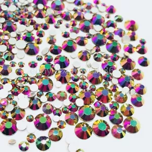 Metallic Color Crystals Glass Flatback Nail Art Rhinestones Clothes Decorations - Picture 1 of 18