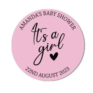 Personalisiert Its a Boy Mädchen Aufkleber Baby Dusche Geschlecht enthüllen Etikett Gefälligkeit Geschenk  - Bild 1 von 19