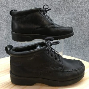 Dexter Boots Mens 7.5 Wide Ankle Bootie Black Lace Up Comfort Casual Round Toe - Picture 1 of 17