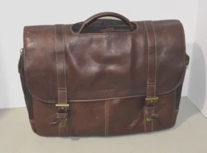 Vintage Leather Messenger Bag Samsonite Distressed Flapover Case Briefcase - Picture 1 of 13