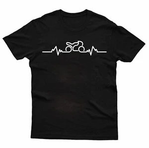 Biker T Shirt Motorbike Heart Beat Pulse Motorcycle Rider Birthday Gift Men Top - Picture 1 of 12