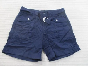 Ralph Lauren Womens Shorts 10 Blue Belted Cuffed Cargo Classic Fit Solid Cotton - Picture 1 of 10