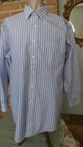 Brooks Brothers 346 Hemd blau weiß Nadelstreifen Langarm 17 2/3 bügelfrei Baumwolle - Bild 1 von 9