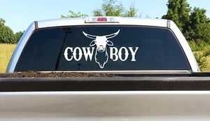 Cowboy Longhorn Decal Sticker for Truck SUV Trailer Window Bull Riding B1073 - Picture 1 of 6