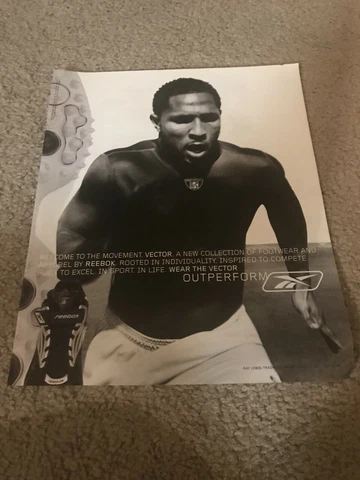 2003 RAY LEWIS NFL REEBOK EQUIPMENT Apparel Poster Print Ad BALTIMORE RAVENS Cover