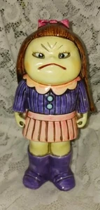 Cute Colorful Vintage Mad Face Girl Figurine MADE IN JAPAN - Picture 1 of 4