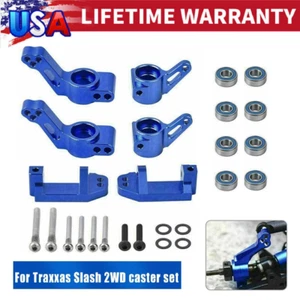 Blocco ruota anteriore sterzo e supporto asse stub posteriore per 1/10 Traxxas Slash 2WD - Foto 1 di 14