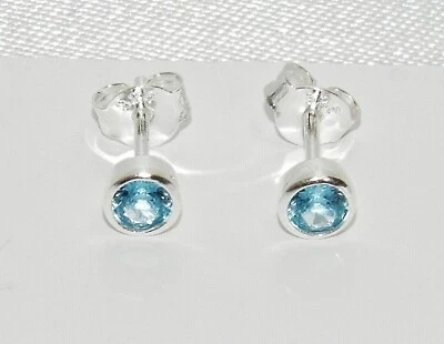 Sterling Silver 925 Aquamarine Stud Earrings - March Birthstone - Image 1 of 4