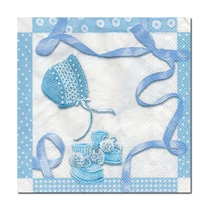 4 lose Servietten Motivservietten Serviettentechnik Babyset Blau (583) - Bild 1 von 1