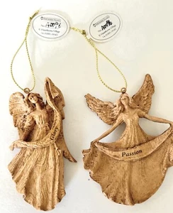 SET 2 HAWTHORNE VILLAGE ANGEL ORNAMENT GLORY & PASSION  New - Picture 1 of 6