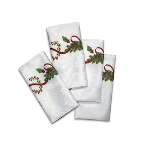 Set of 4 Xmas Christmas Ornate Christmas Jacquard Kitchen Meal Dining Napkins... - Picture 1 of 3