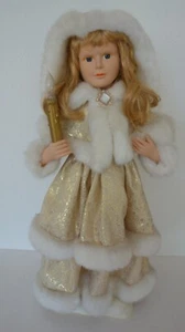 Bambola natalizia vintage 24" oro/bianco bellissima bambola - Foto 1 di 21