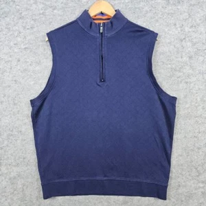 Bobby Jones Men's Navy Blue Sweater Vest Size L 100% Pima Cotton 1/4 Zip HOLE - Picture 1 of 10