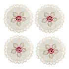 4pcs Round  Embroidery Doily Flower Table Placemats For Home Decoration