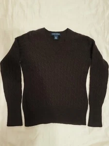 Banana Republic Sweaters Italian Cashmere Women Small Fit Teen Cable-Knit Brown - Picture 1 of 18