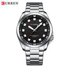 Curren Men Quartz Watch Silver Steel Males Wristwatch Green Dial Business Watch