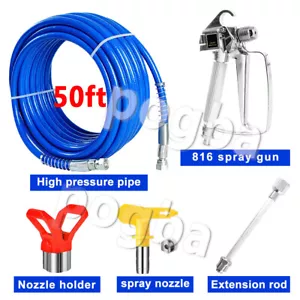 3600PSI Airless Paint Spray Gun Hose Kit 50ft 1/4" Swivel Joint with 517 Tip USA - Picture 1 of 27